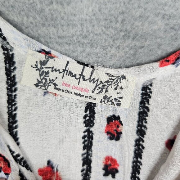 Free People Ivory Combo Love To Floral Printed Crop Tank Top Peplum hem Sz S NEW - Picture 3 of 7